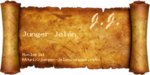 Junger Jolán névjegykártya